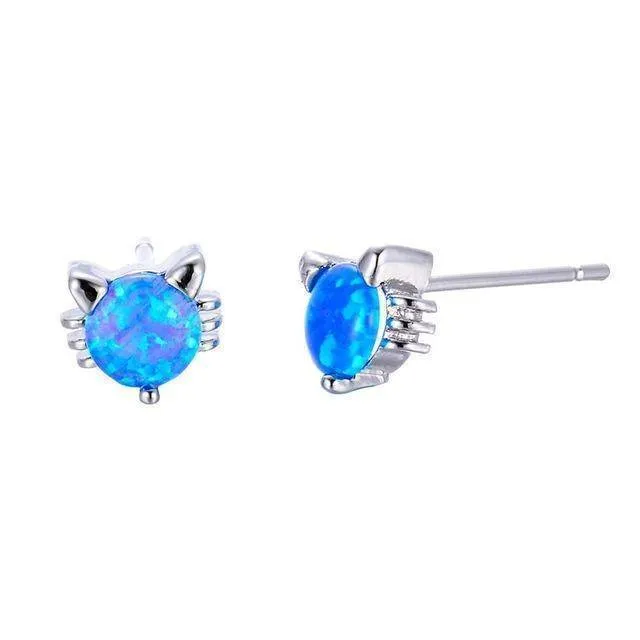 11 Styles, Fire Opal Double Stud Earrings - 925 Sterling Silver Filled