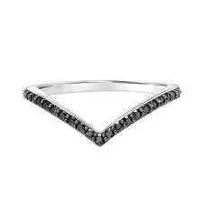 14K Gold "V" Black Diamond Band