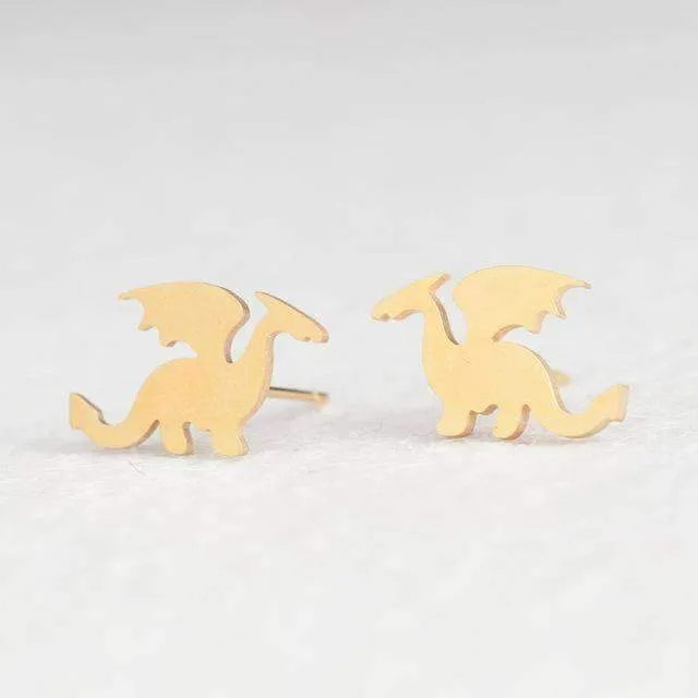 15 Styles, Minimalist Shiny Gold Cute Stud Earrings Stainless Steel