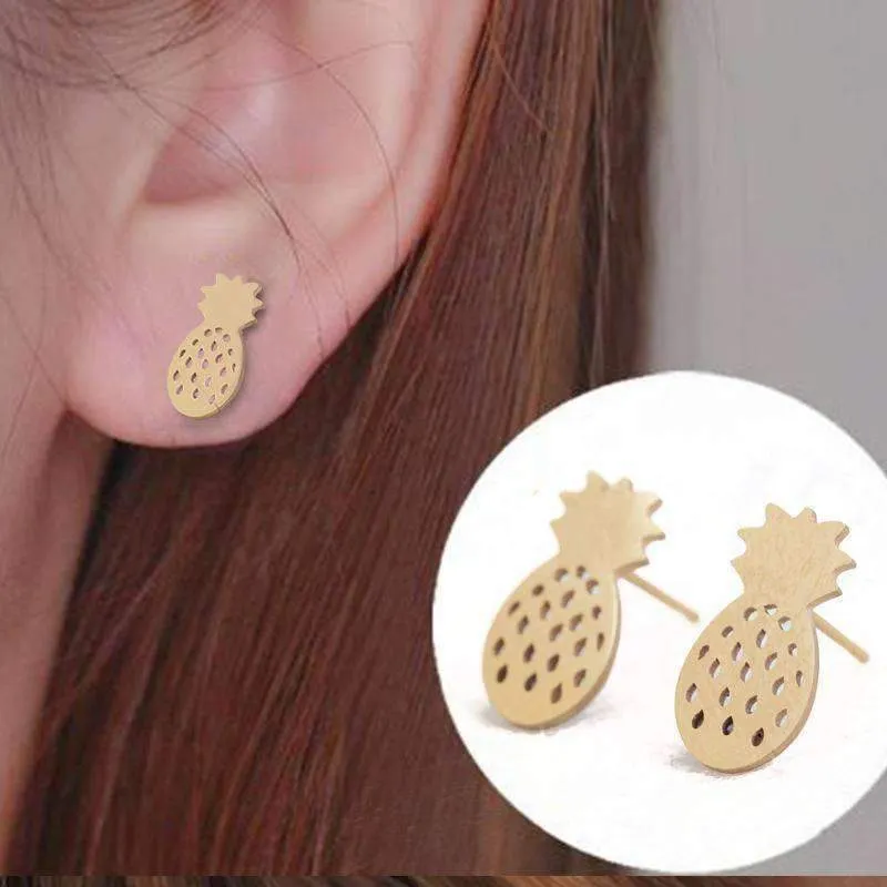 15 Styles, Minimalist Shiny Gold Cute Stud Earrings Stainless Steel