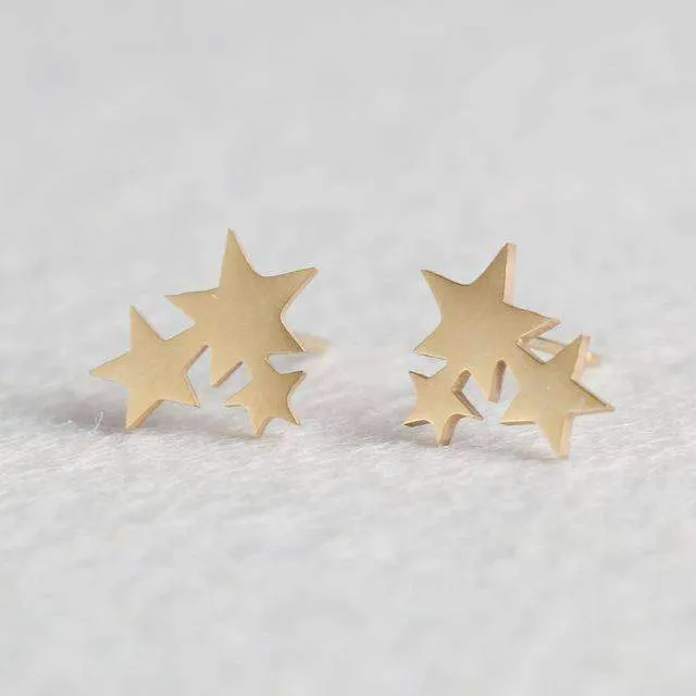 15 Styles, Minimalist Shiny Gold Cute Stud Earrings Stainless Steel