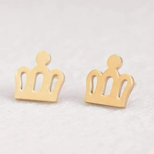 15 Styles, Minimalist Shiny Gold Cute Stud Earrings Stainless Steel