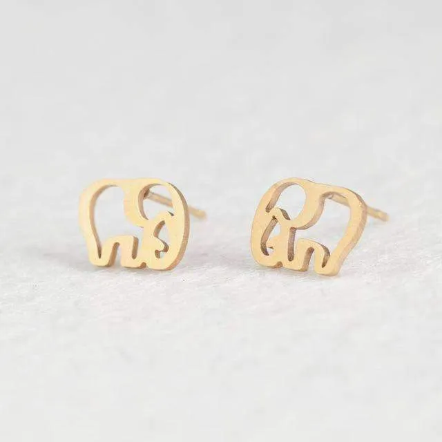 15 Styles, Minimalist Shiny Gold Cute Stud Earrings Stainless Steel