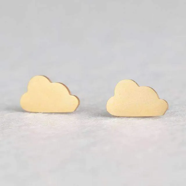 15 Styles, Minimalist Shiny Gold Cute Stud Earrings Stainless Steel