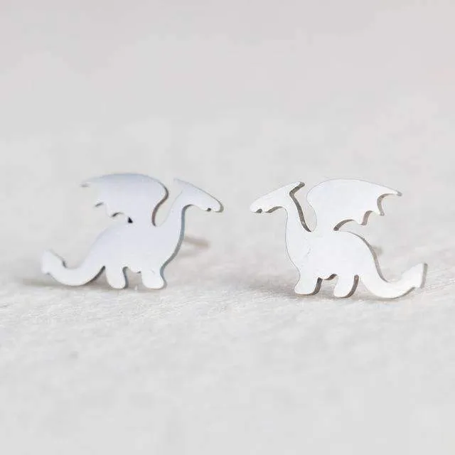 15 Styles, Minimalist Shiny Silver Cute Stud Earrings Stainless Steel