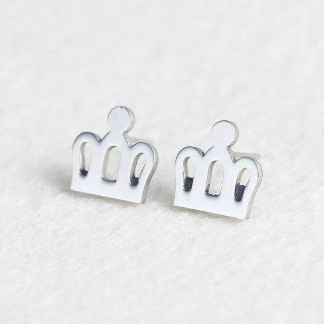 15 Styles, Minimalist Shiny Silver Cute Stud Earrings Stainless Steel