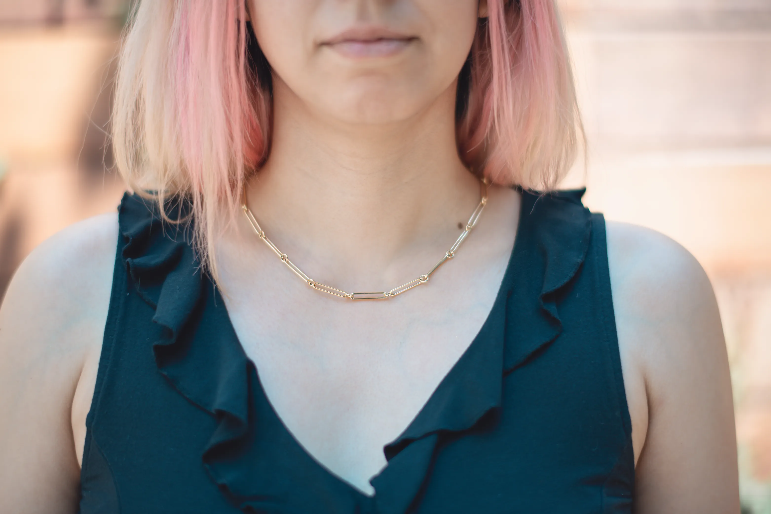 18K Yellow Gold Paperclip Necklace