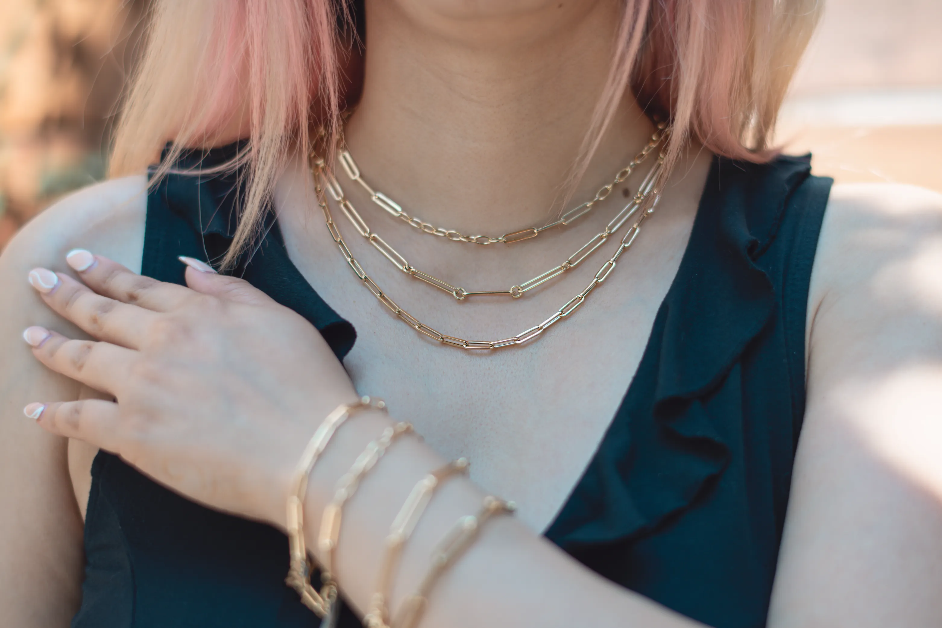 18K Yellow Gold Paperclip Necklace