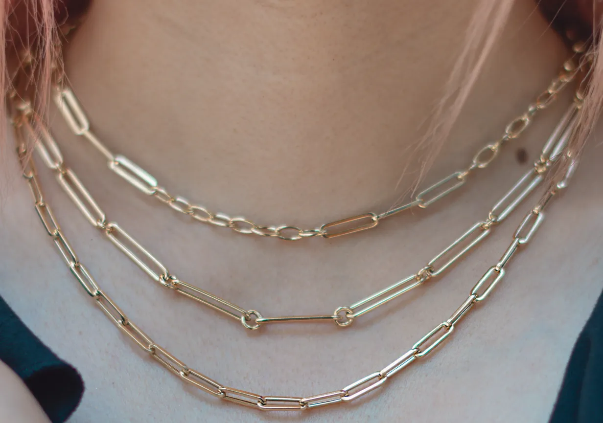 18K Yellow Gold Paperclip Necklace