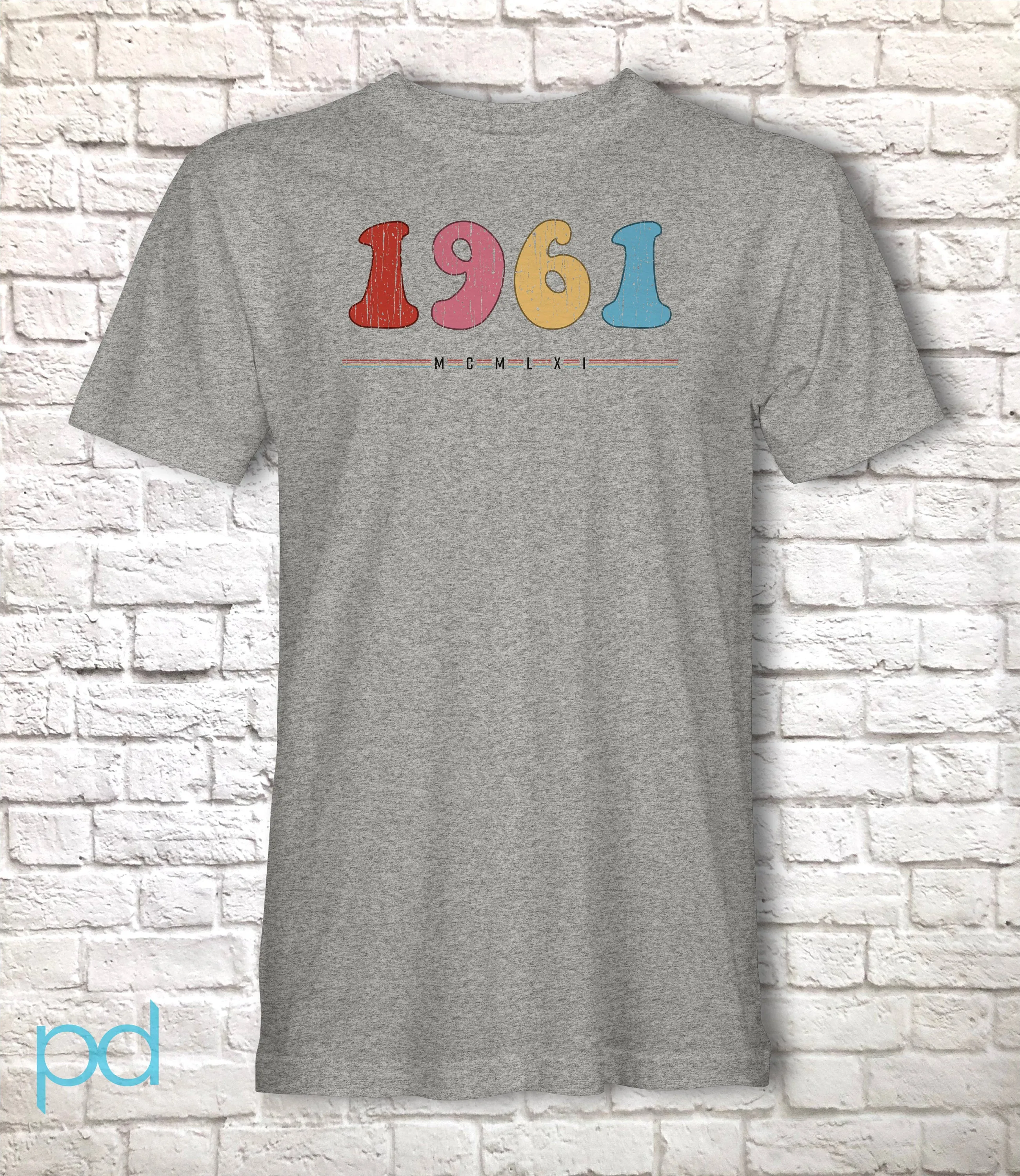 1961 T Shirt, 60th Birthday Gift T-Shirt in Retro & Vintage 60s style, MCMLXI Sixtieth Bday Tee Shirt Top For Men or Women