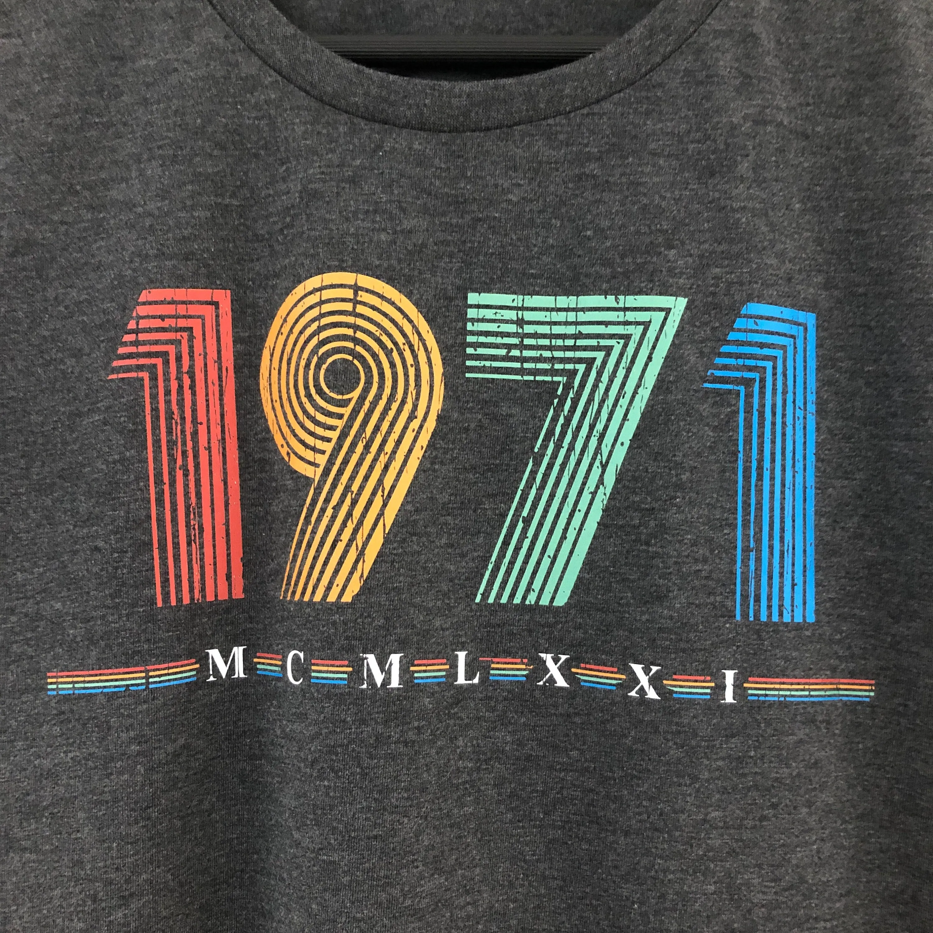 1971 Women's T Shirt, 51st Birthday Gift Ladies T-Shirt in Retro & Vintage 70s style, MCMLXXI Fiftieth Bday Fitted Fit Tee Shirt Top