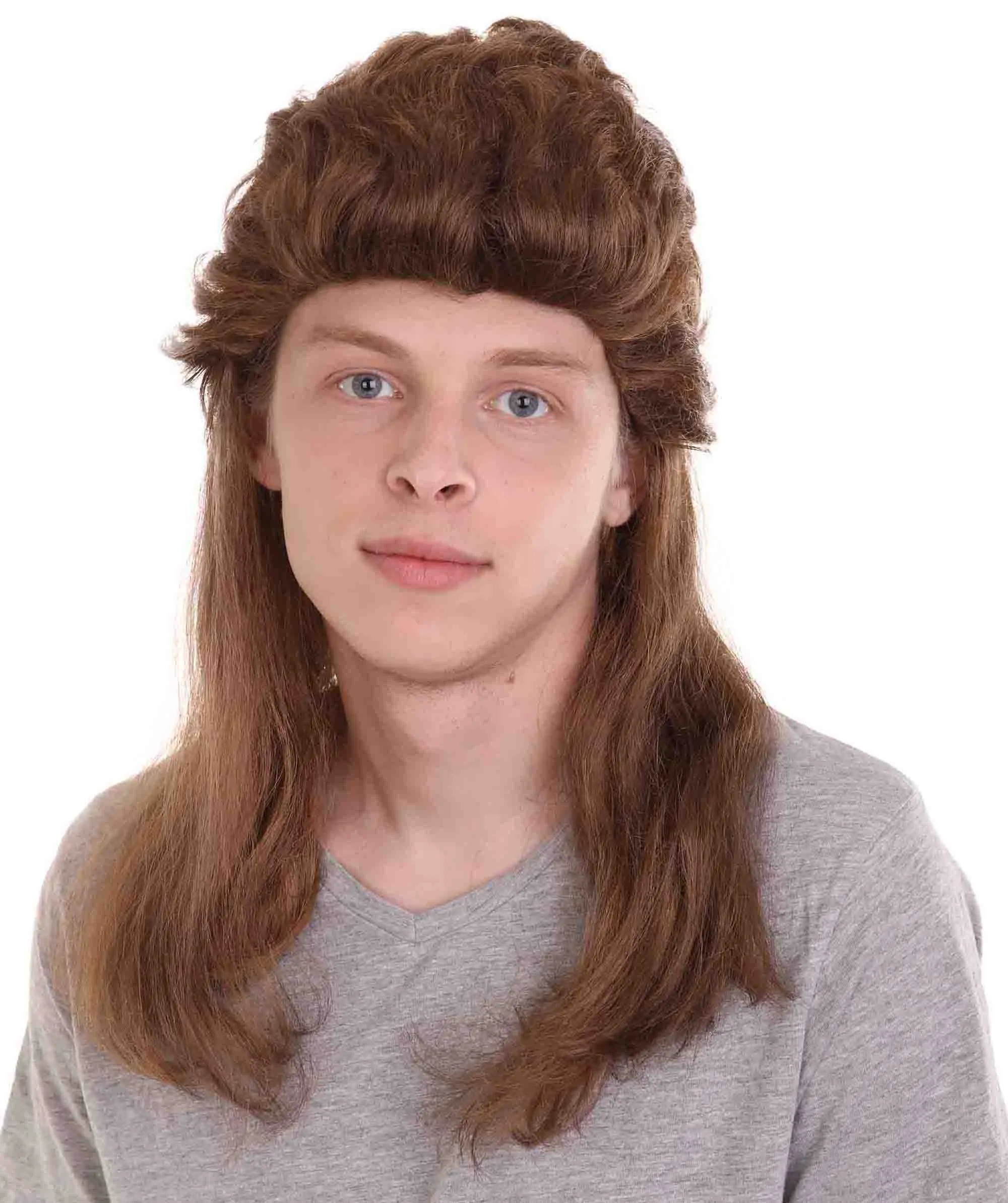 80's Mullet Wig | Honey Brown Retro Wig | Premium Breathable Capless Cap