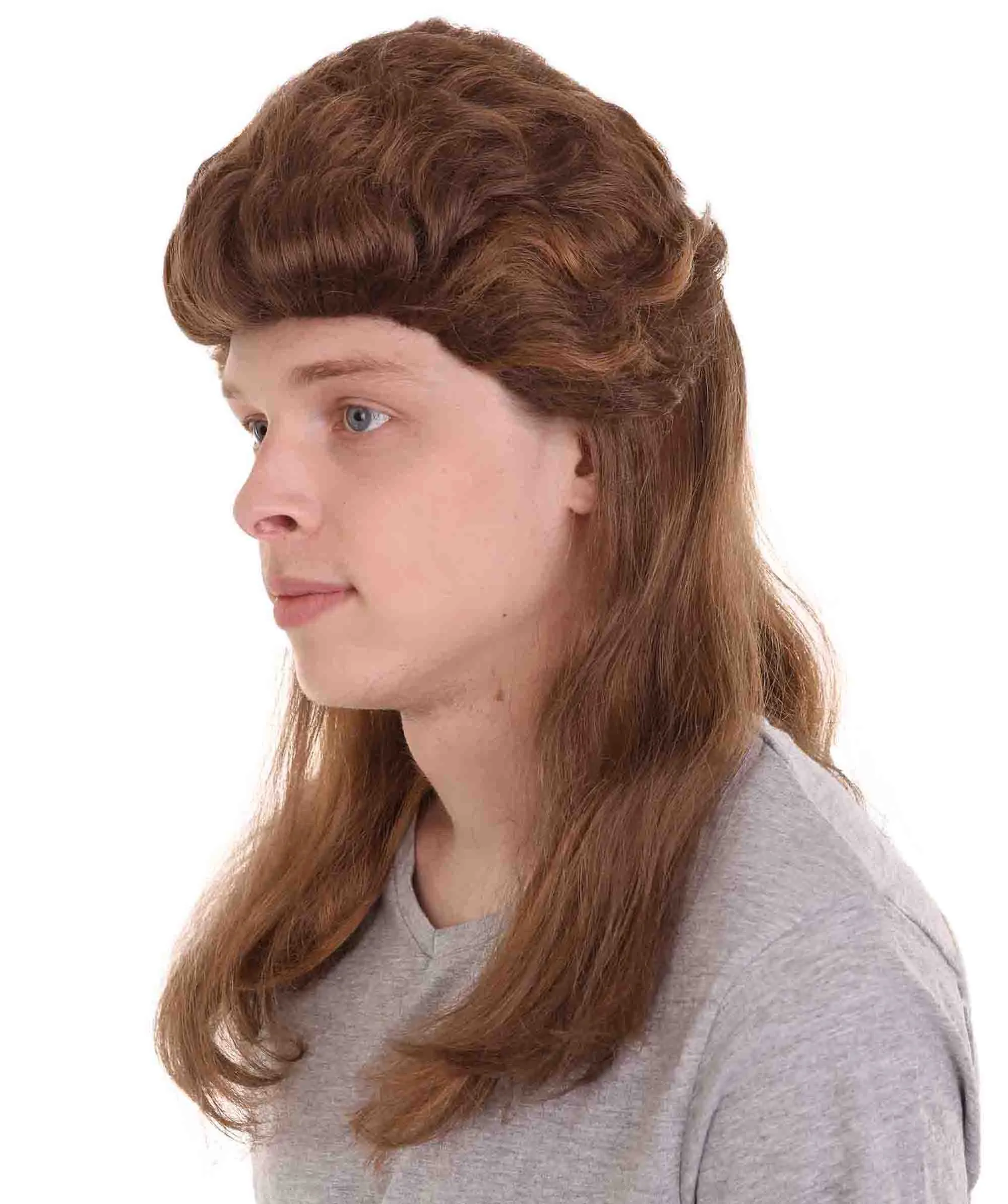 80's Mullet Wig | Honey Brown Retro Wig | Premium Breathable Capless Cap