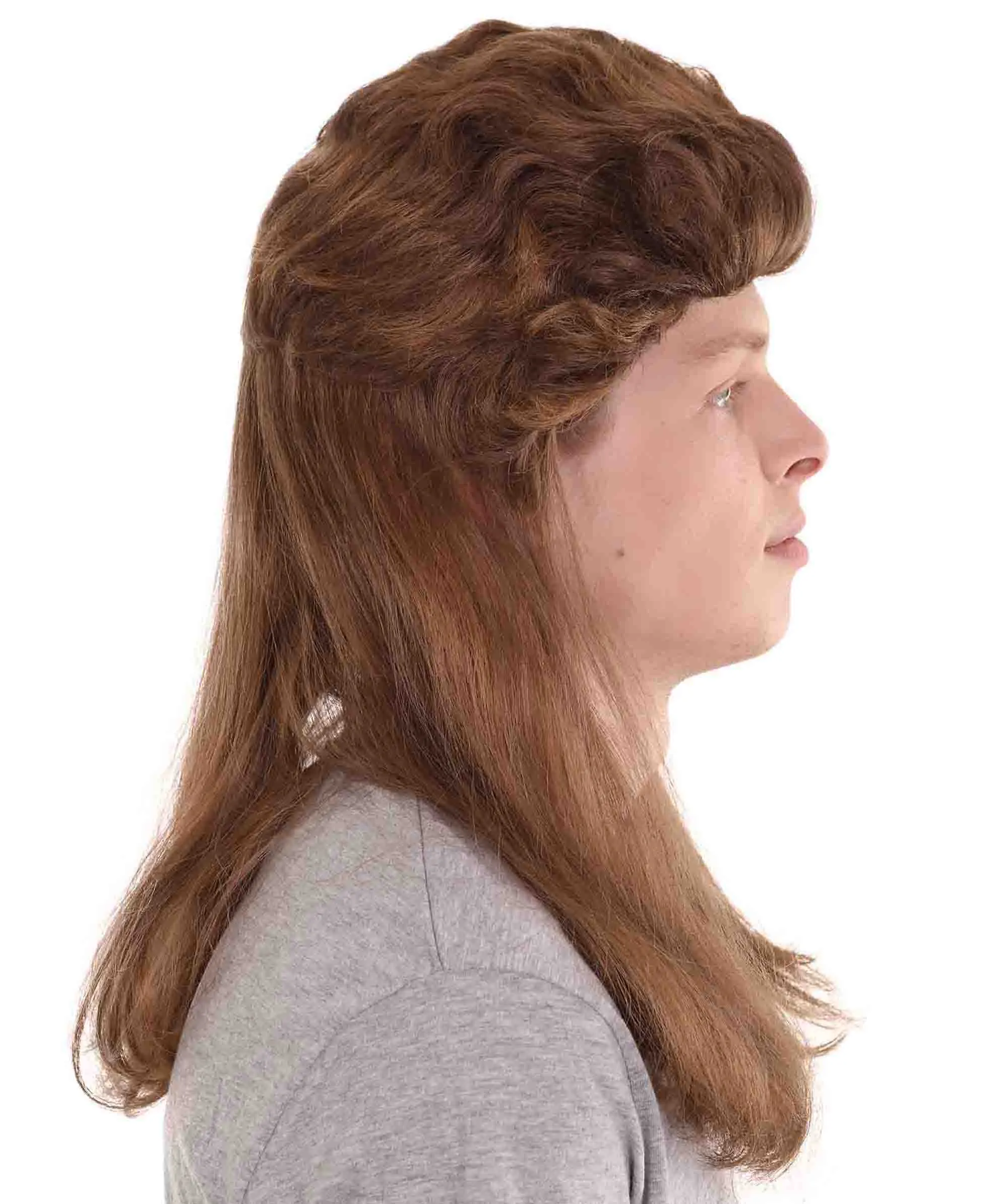 80's Mullet Wig | Honey Brown Retro Wig | Premium Breathable Capless Cap