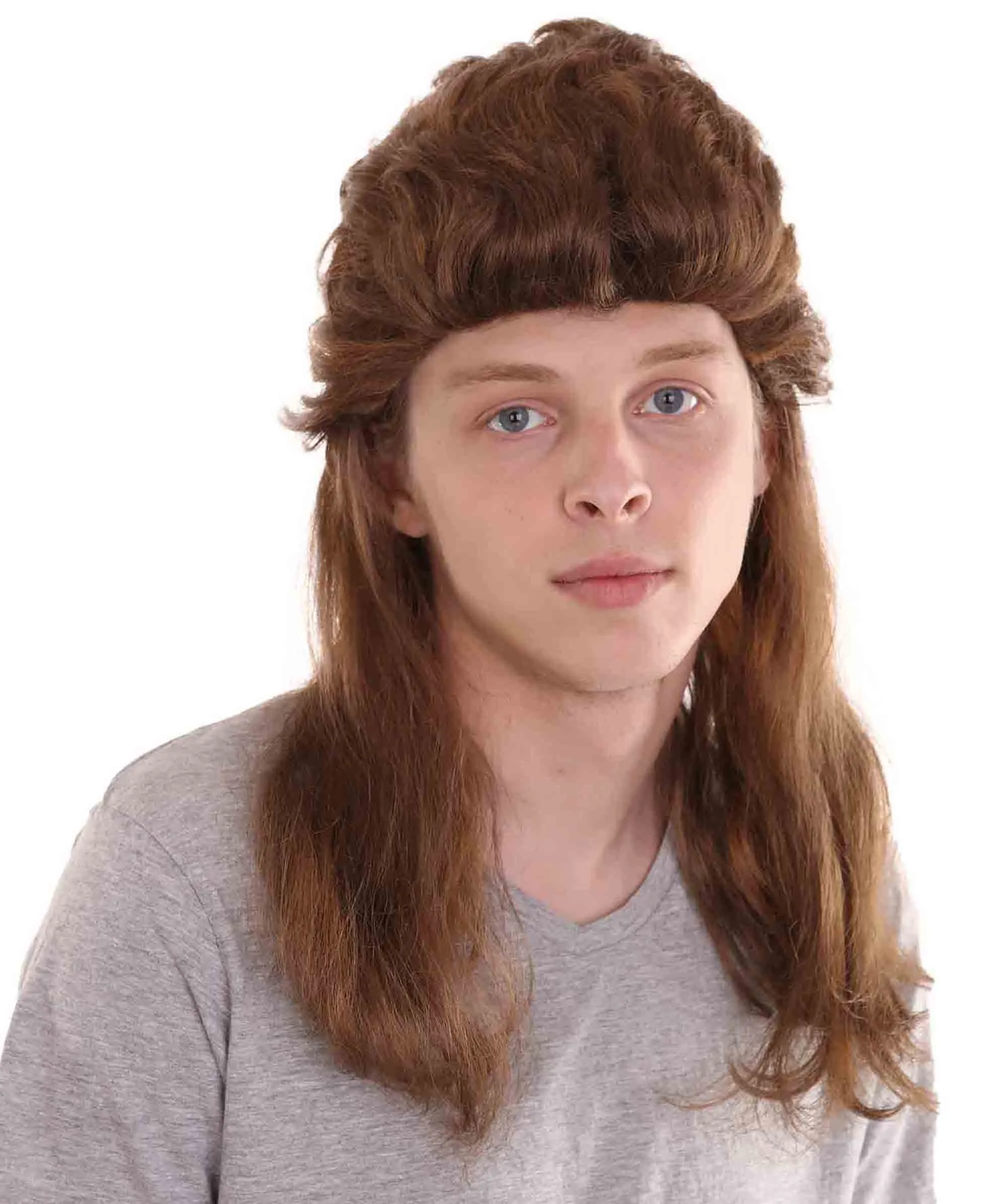 80's Mullet Wig | Honey Brown Retro Wig | Premium Breathable Capless Cap