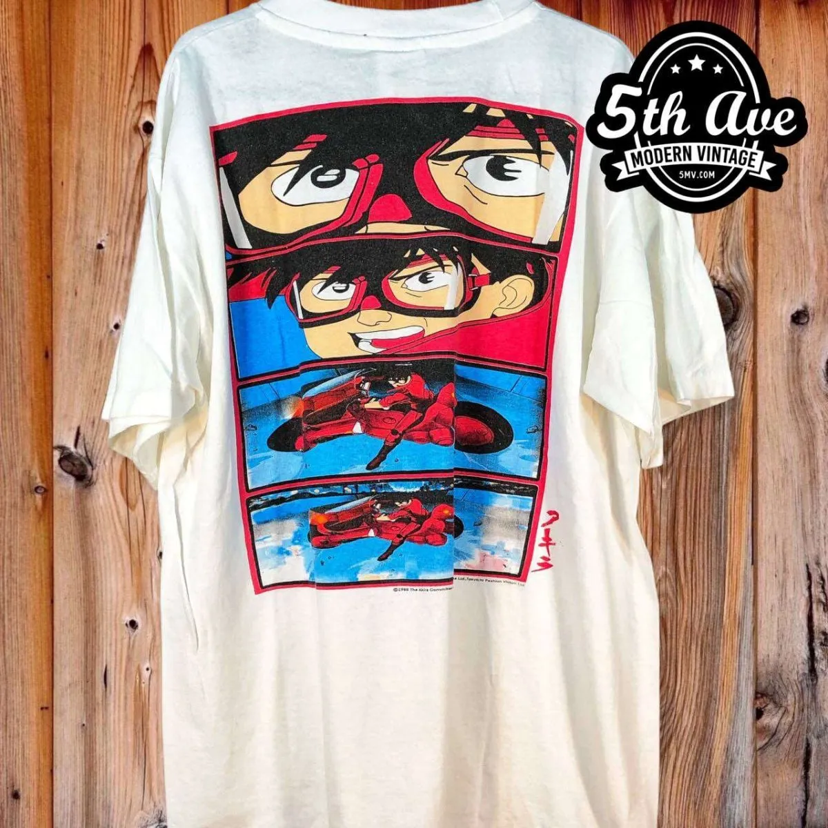 Akira: Motorcycle Chronicles - White Single Stitch t shirt with Dual-Faced Design