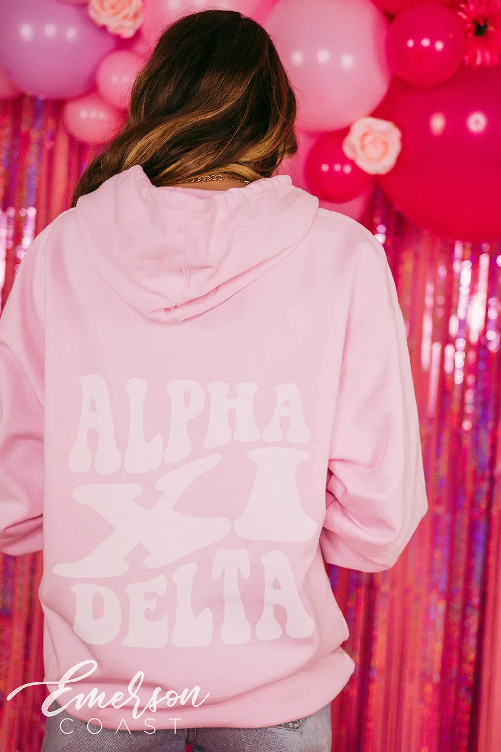 Alpha Xi Simple Pink Hoodie