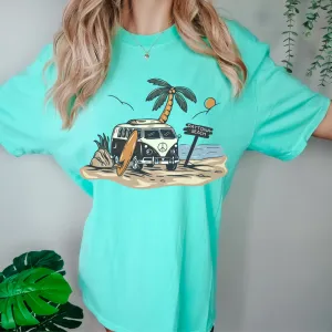 Always Free Shipping! Trendy Comfort Colors® Retro Hippie Beach Van T-shirt, Spring Break or Summer T-Shirt Daytona CityBeach Beach Spring Break T-Shirt