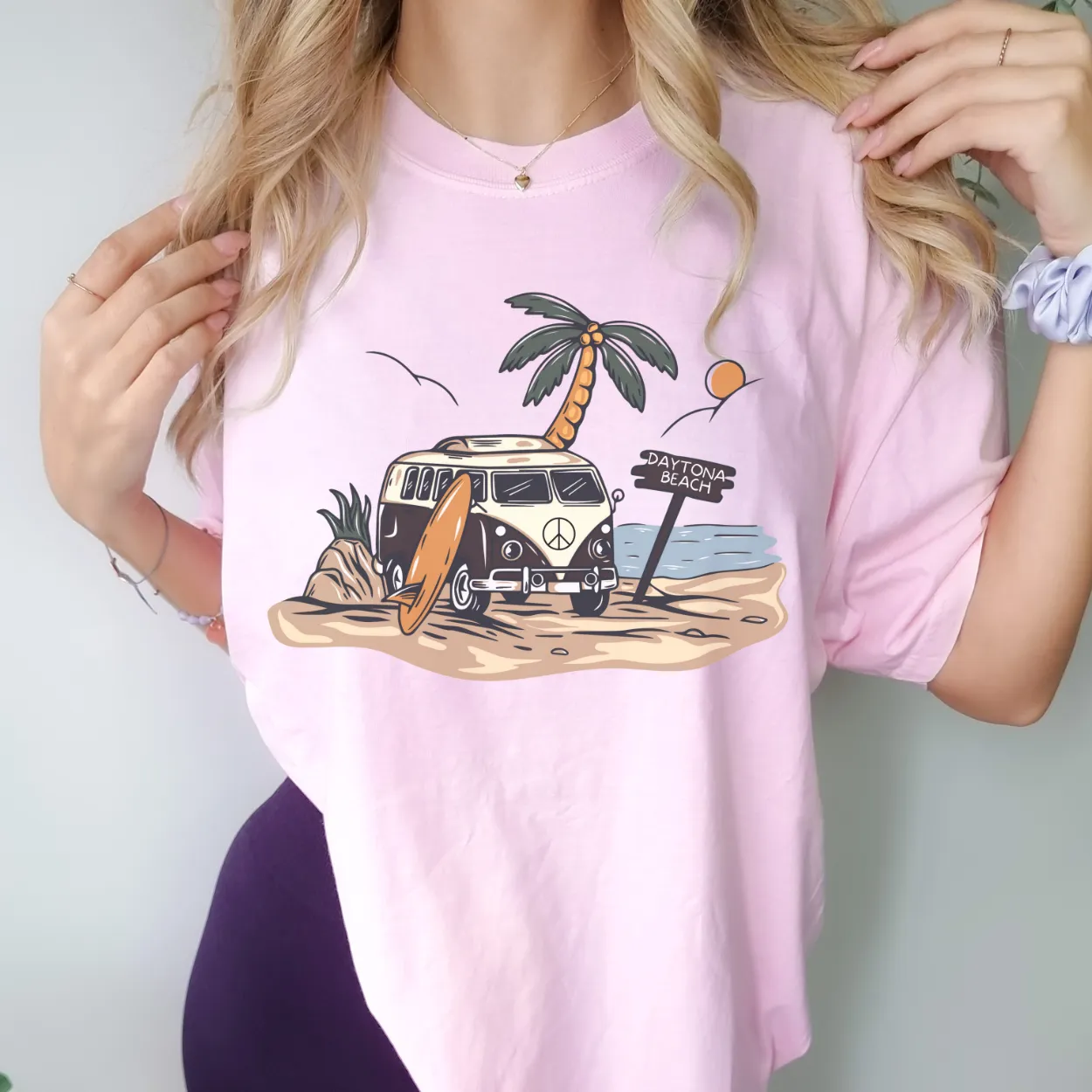 Always Free Shipping! Trendy Comfort Colors® Retro Hippie Beach Van T-shirt, Spring Break or Summer T-Shirt Daytona CityBeach Beach Spring Break T-Shirt