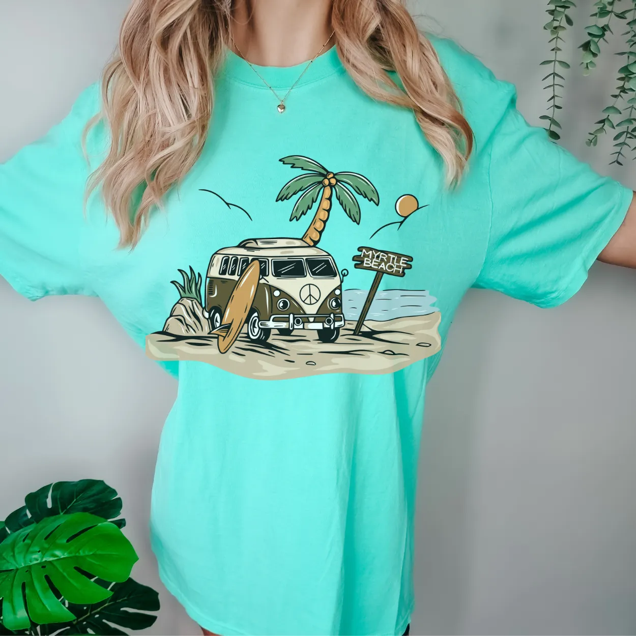 Always Free Shipping! Trendy Comfort Colors® Retro Hippie Beach Van T-shirt, Spring Break or Summer T-Shirt Myrtle Beach Spring Break T-Shirt