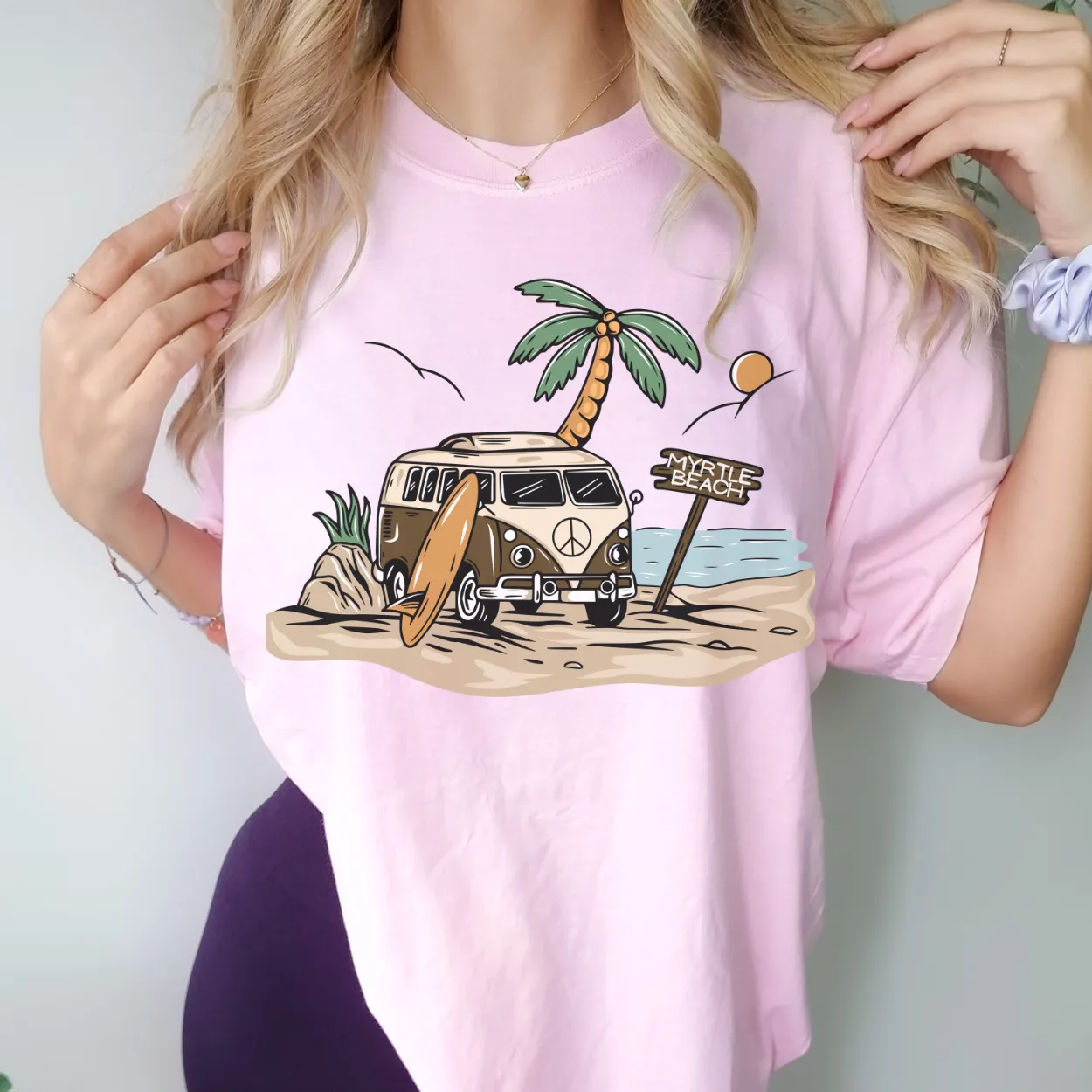 Always Free Shipping! Trendy Comfort Colors® Retro Hippie Beach Van T-shirt, Spring Break or Summer T-Shirt Myrtle Beach Spring Break T-Shirt