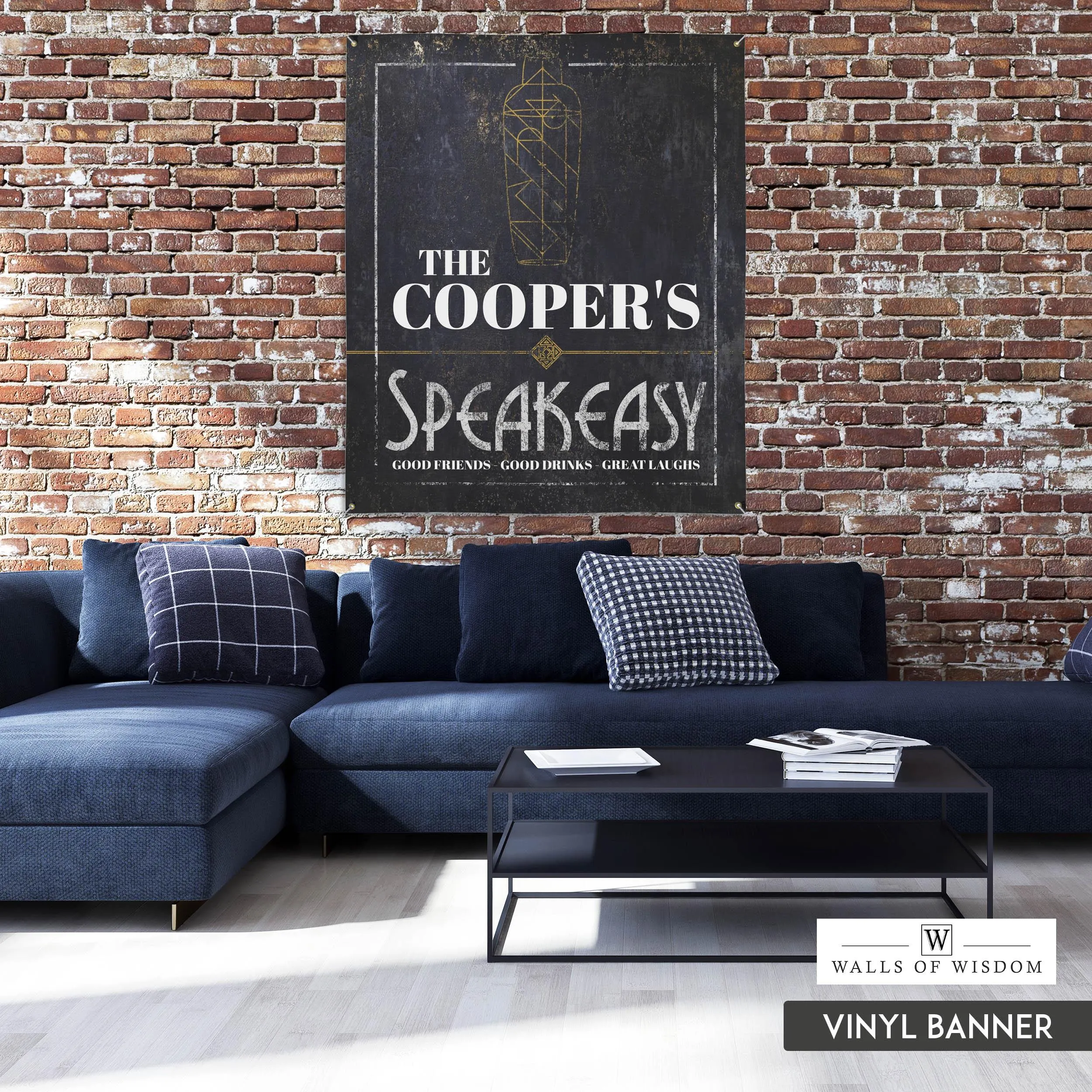 Art Deco Personalized Speakeasy Outdoor Decor Vinyl Sign - Pool and Patio Backyard Decor Cocktail Lounge Wall Art