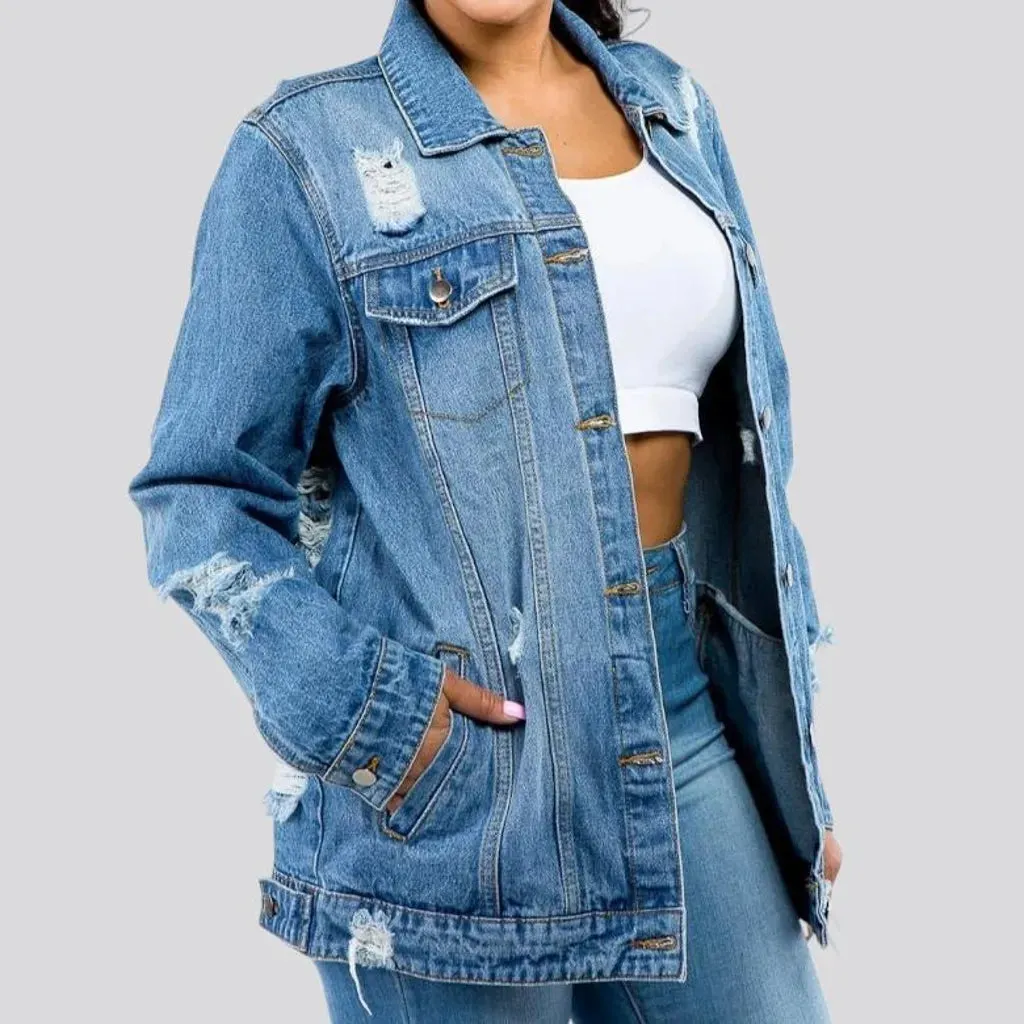 Artistic boho inspired women's denim jacket