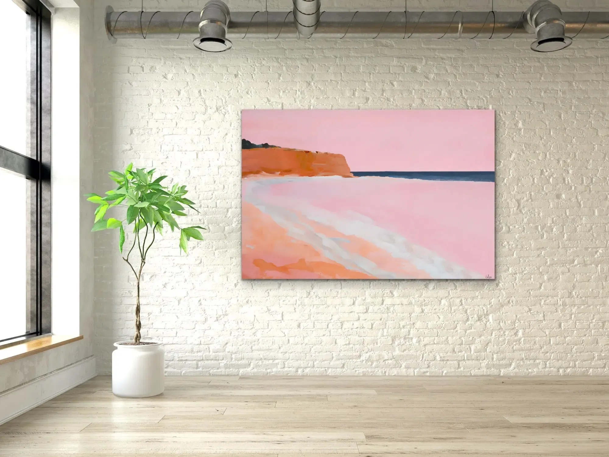 Atoll - Pink Coastal Landscape Print by Edie Fogarty