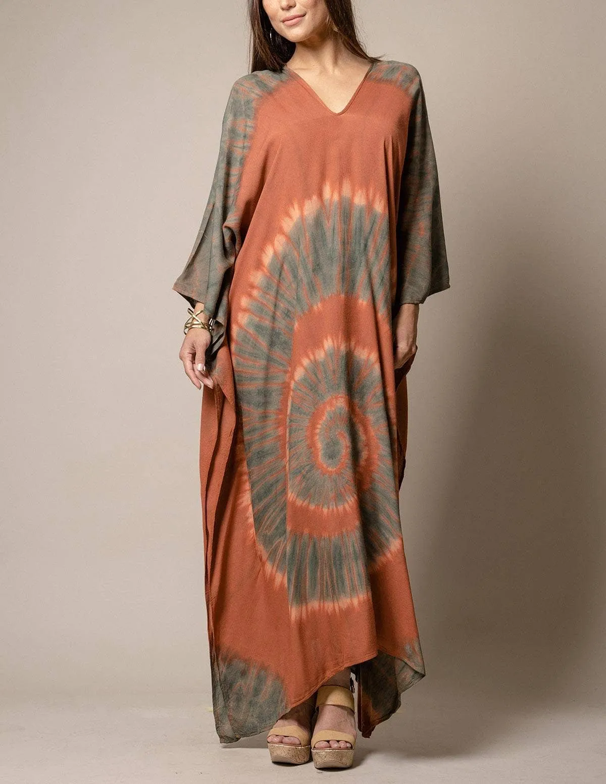 Aurora Tie-Dye Kaftan - Rust