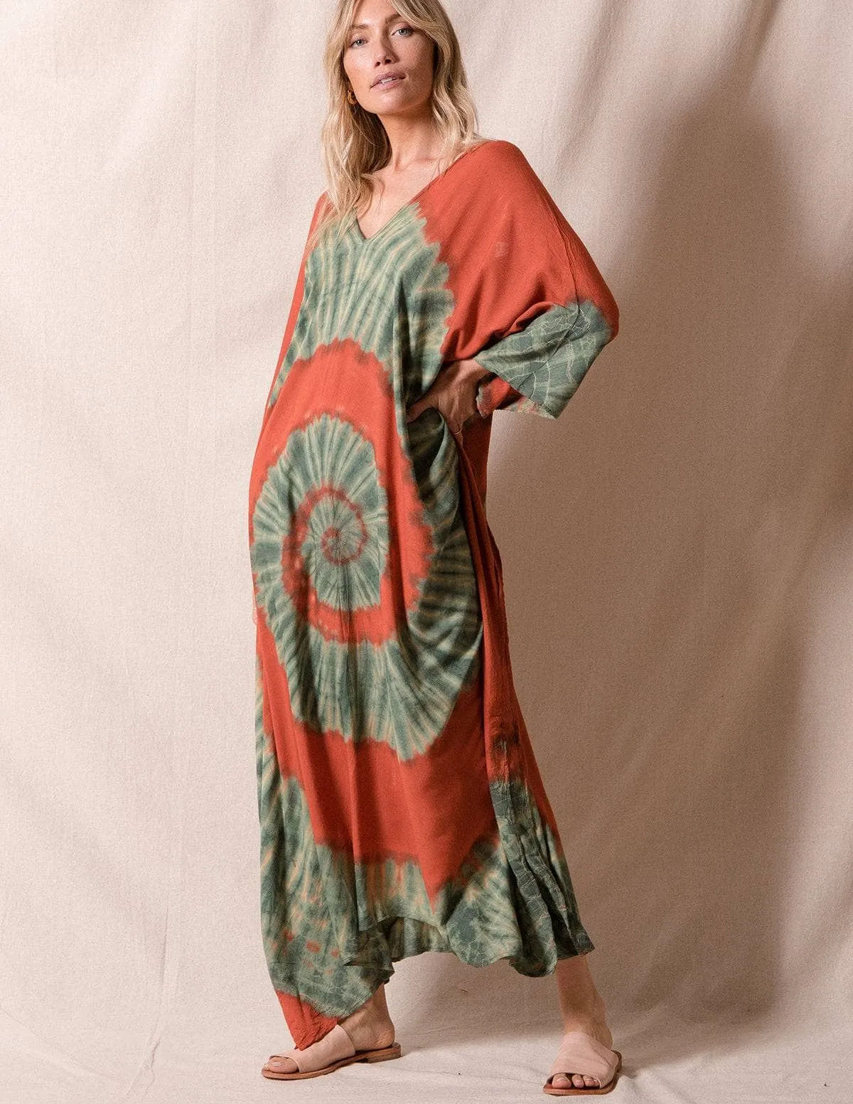 Aurora Tie-Dye Kaftan - Rust