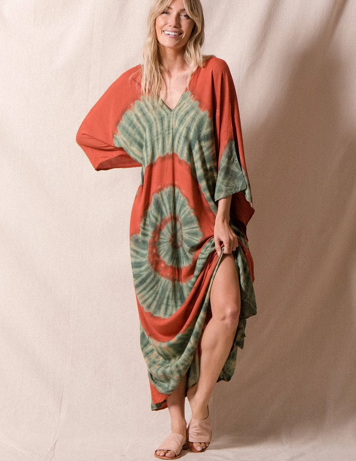 Aurora Tie-Dye Kaftan - Rust