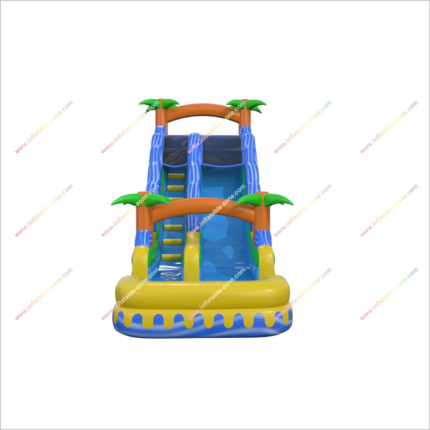 Backyard Waterslide Jumps Inflatable Water Play Tropical Wave Slide Large Inflatable Pool Slide