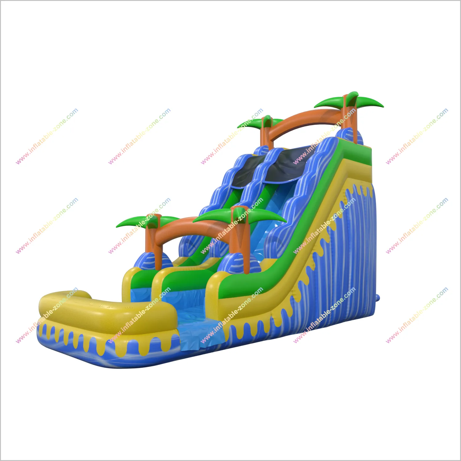 Backyard Waterslide Jumps Inflatable Water Play Tropical Wave Slide Large Inflatable Pool Slide