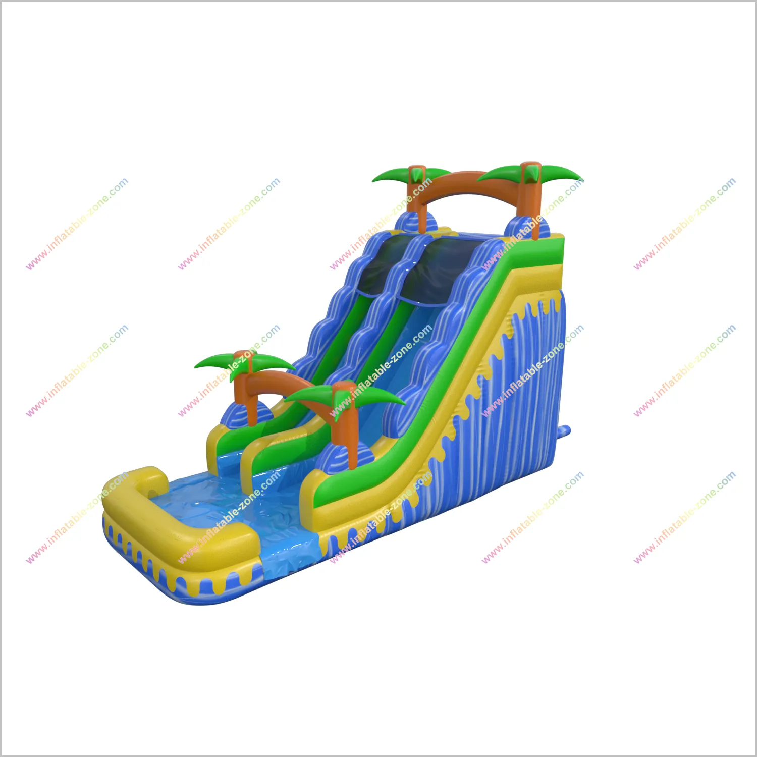 Backyard Waterslide Jumps Inflatable Water Play Tropical Wave Slide Large Inflatable Pool Slide