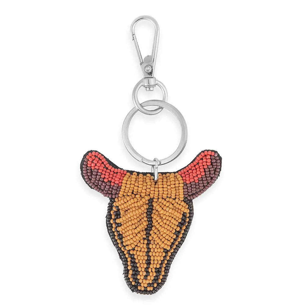 Beaded Steer Key Fob