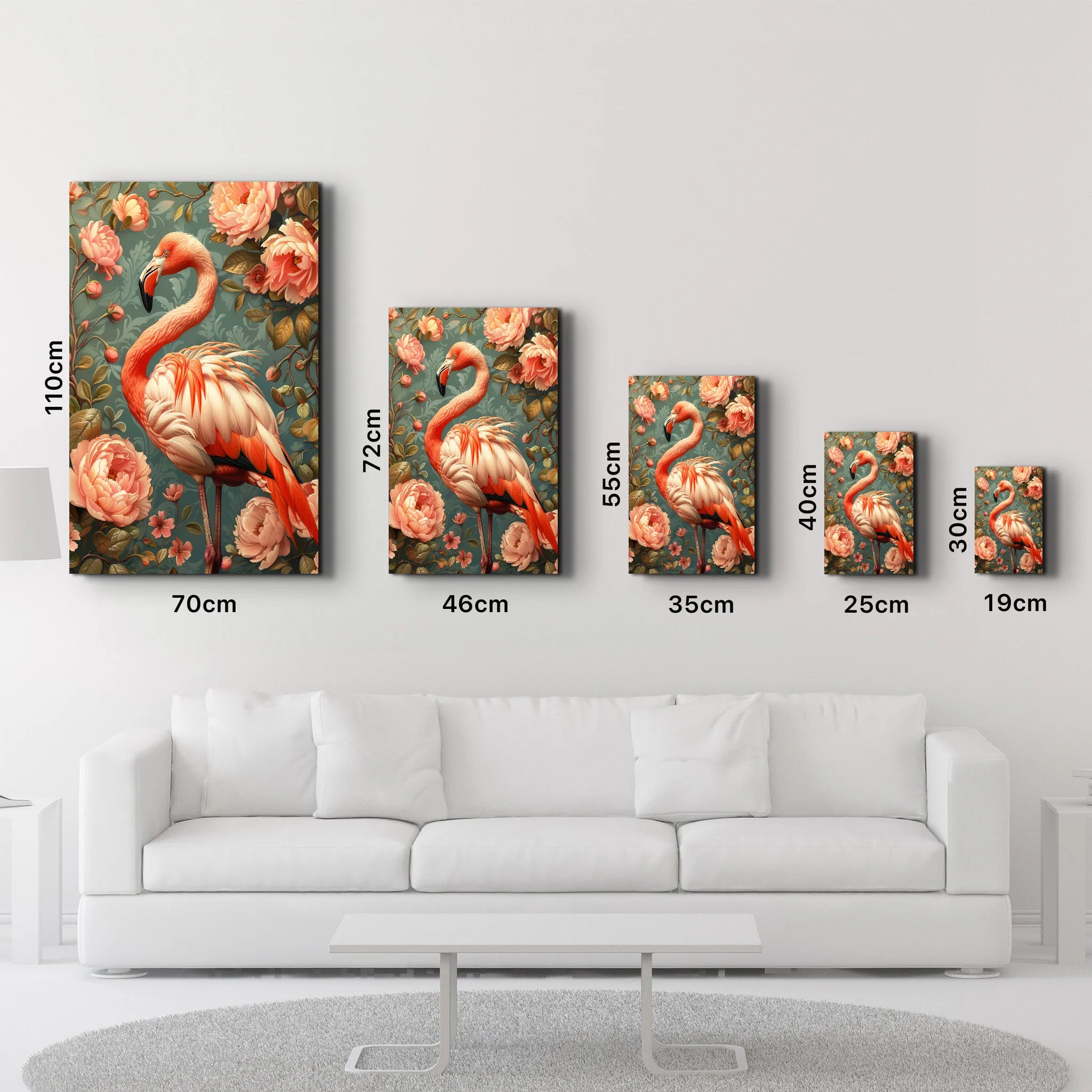 Beautiful Flamingo Pastel Tones - Glass Wall Art