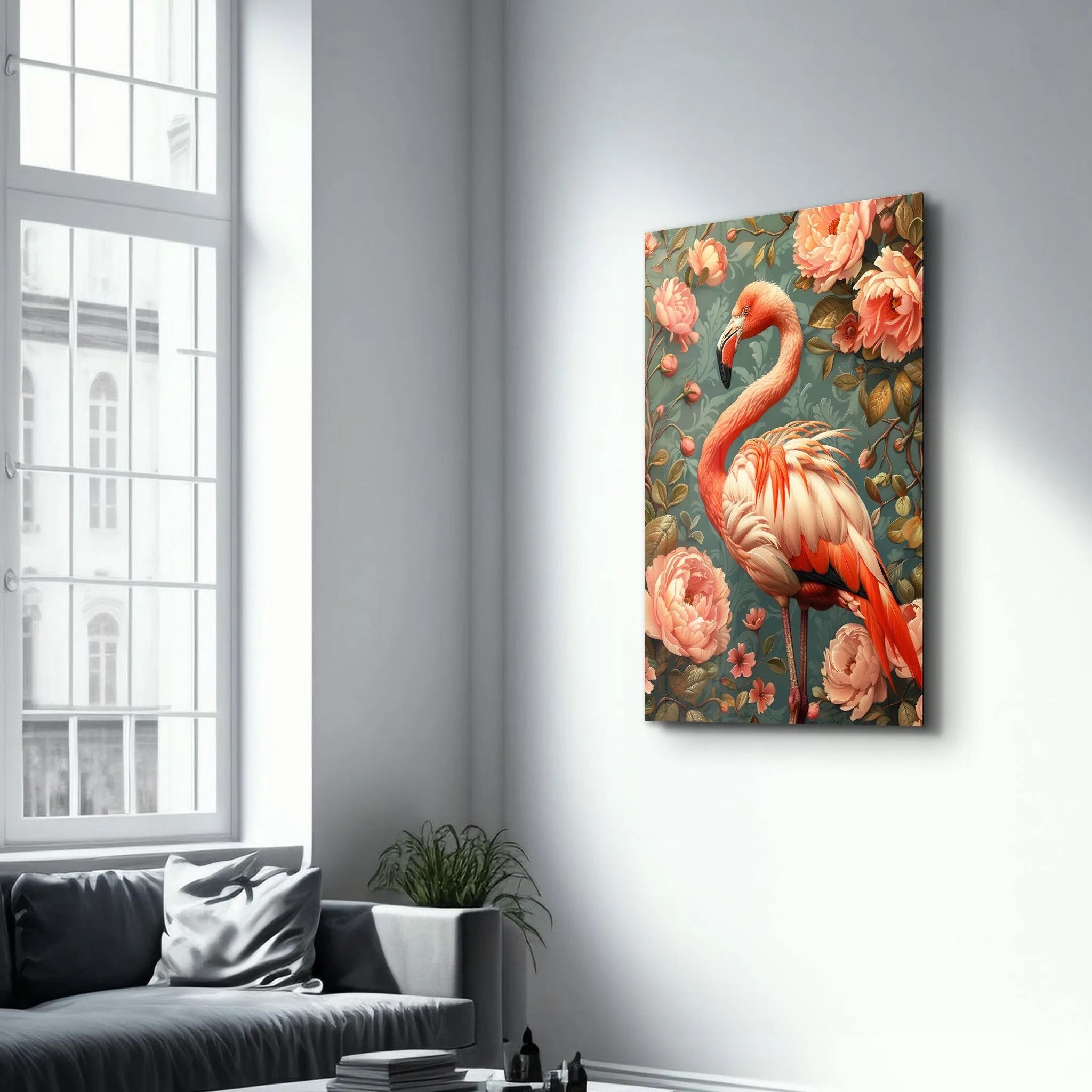 Beautiful Flamingo Pastel Tones - Glass Wall Art