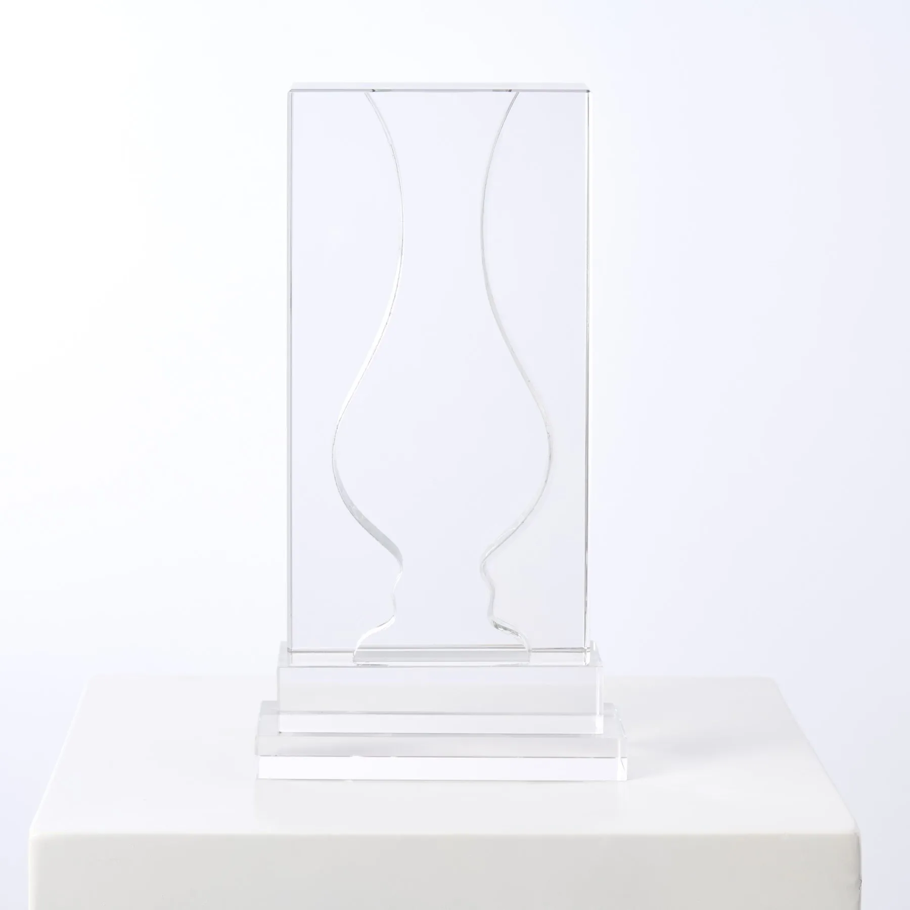 Block Cut Crystal Glass Vase with Hourglass Cutout - 2 Size Options Available