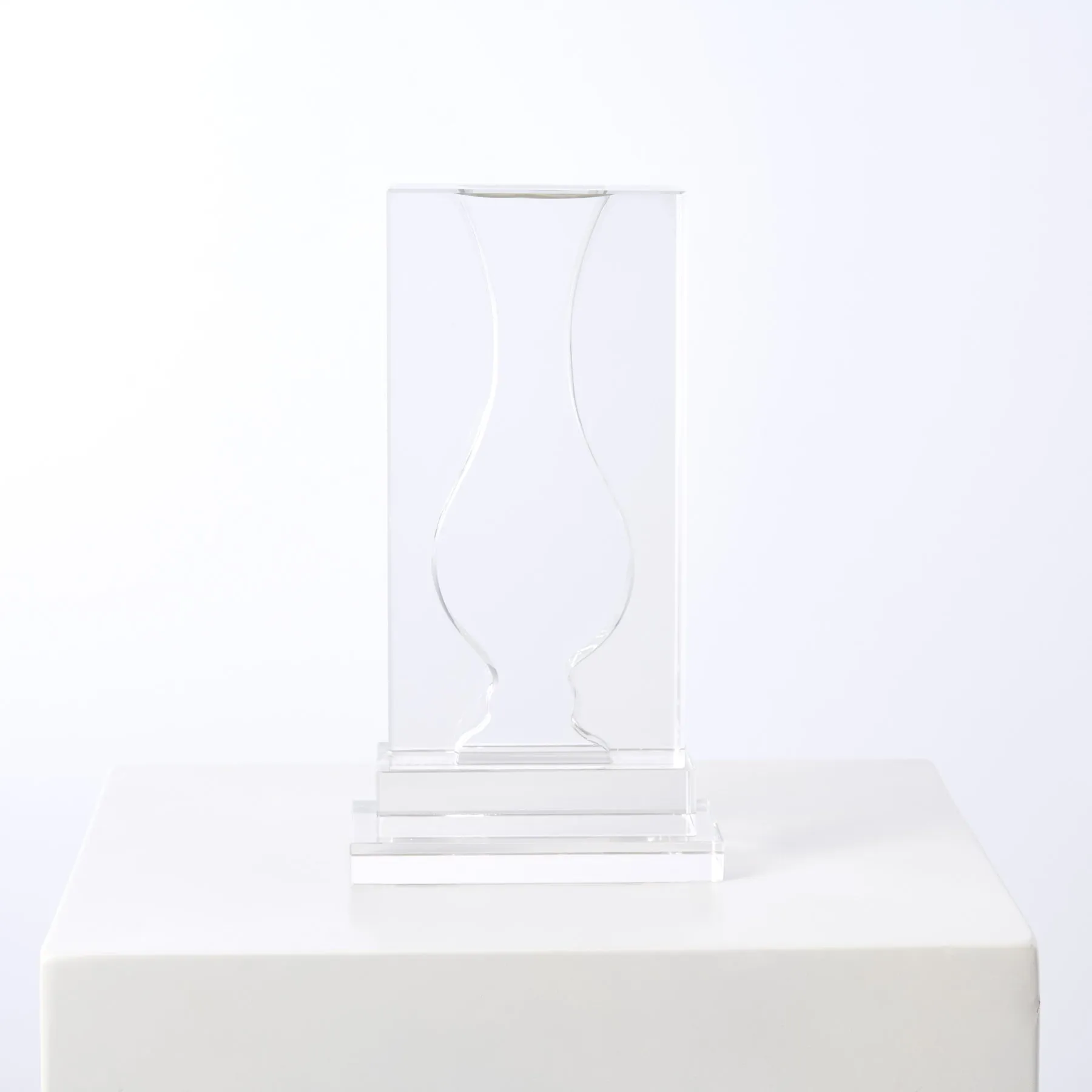 Block Cut Crystal Glass Vase with Hourglass Cutout - 2 Size Options Available