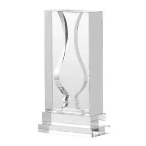 Block Cut Crystal Glass Vase with Hourglass Cutout - 2 Size Options Available