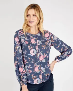 Blue Geranium Floral Blouse