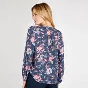 Blue Geranium Floral Blouse