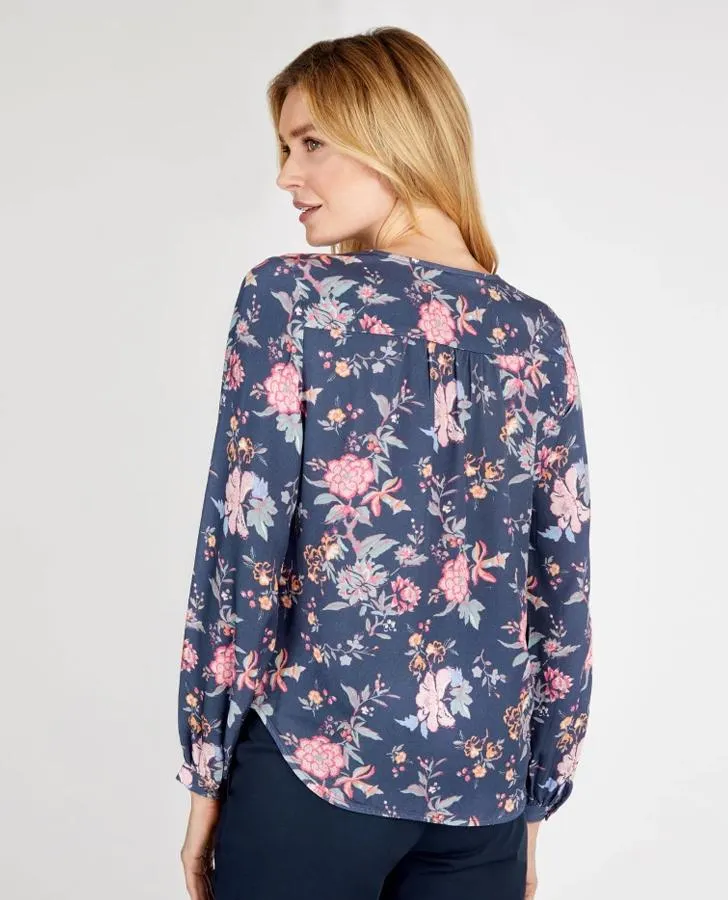 Blue Geranium Floral Blouse