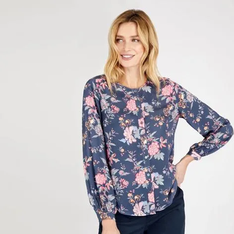 Blue Geranium Floral Blouse