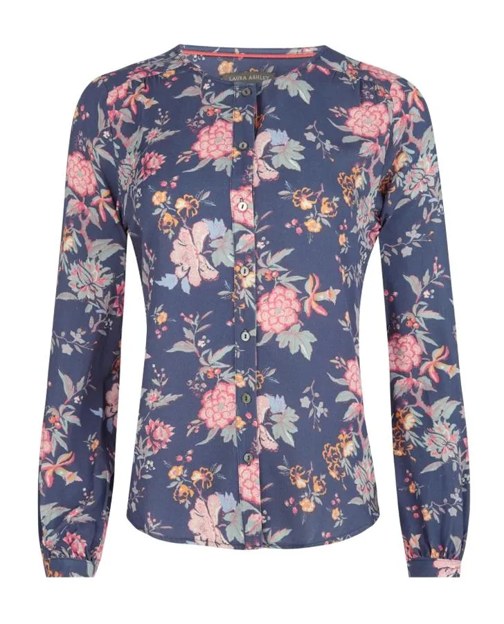 Blue Geranium Floral Blouse