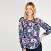 Blue Geranium Floral Blouse