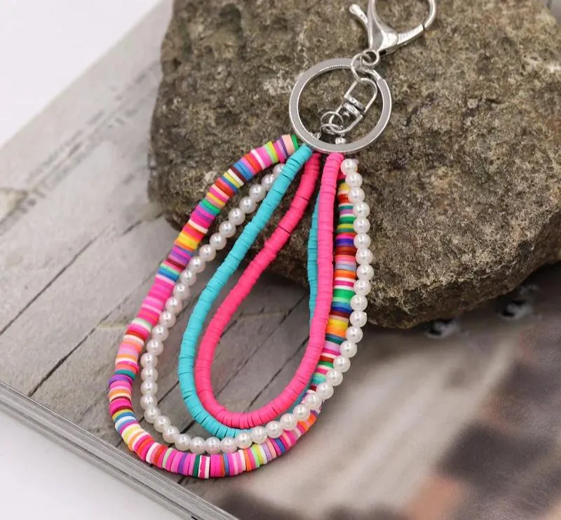 Bohemian Handmade Keychain Multilayer Clay Pearl