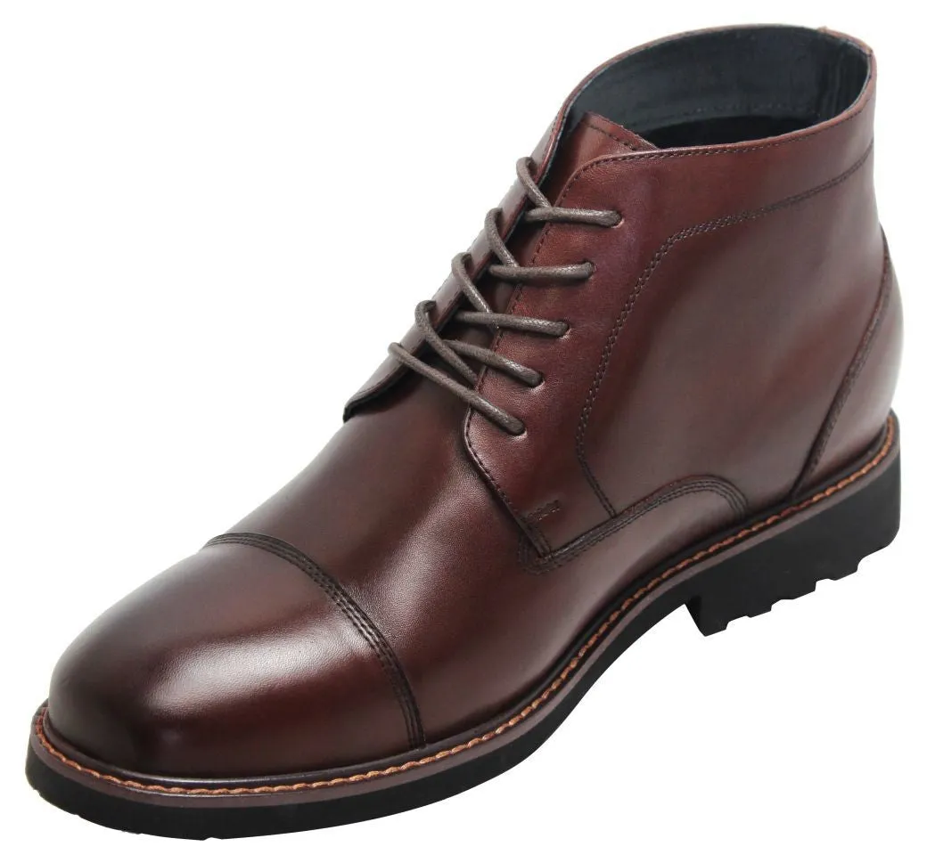 CALTO 3.2-Inch Taller Dark Brown Leather Boots Y41081