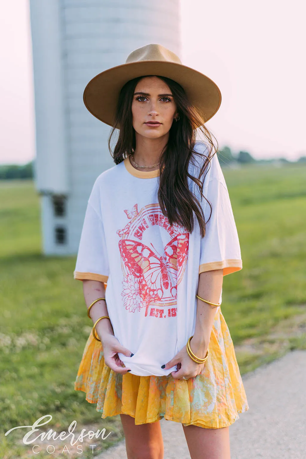 Chi Omega Butterfly Ringer Tee