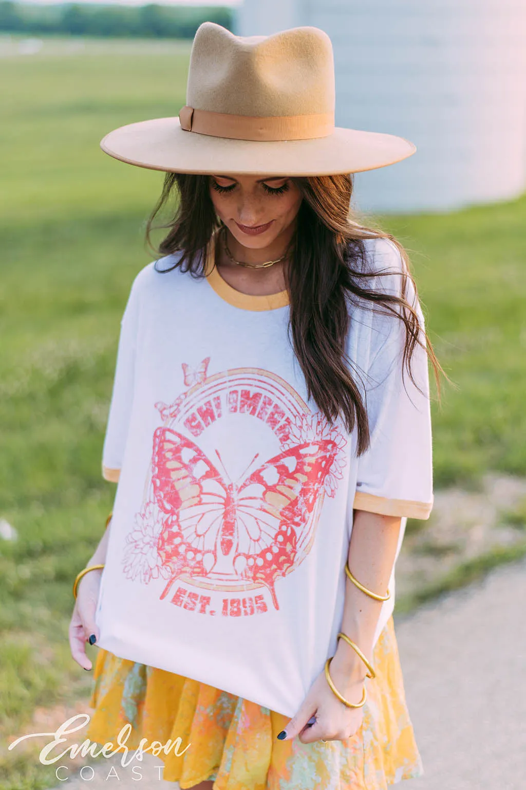 Chi Omega Butterfly Ringer Tee